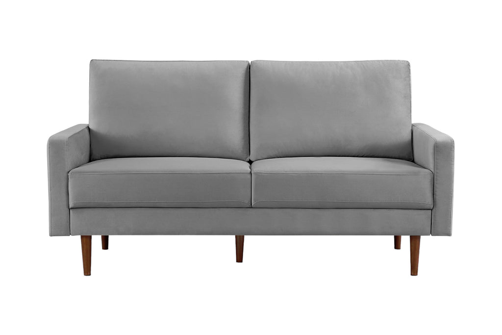 69" Gray Velvet Sofa With Dark Brown Legs-1