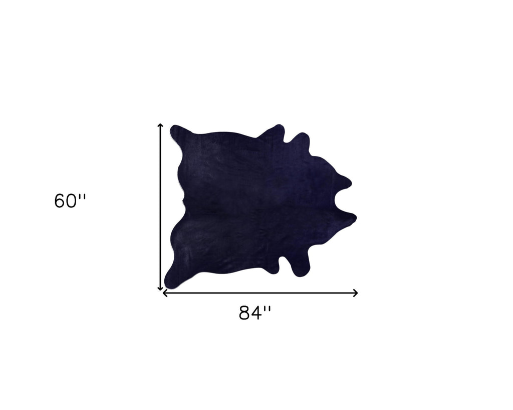 5' X 7' Midnight Cowhide Hand Knotted Area Rug-2