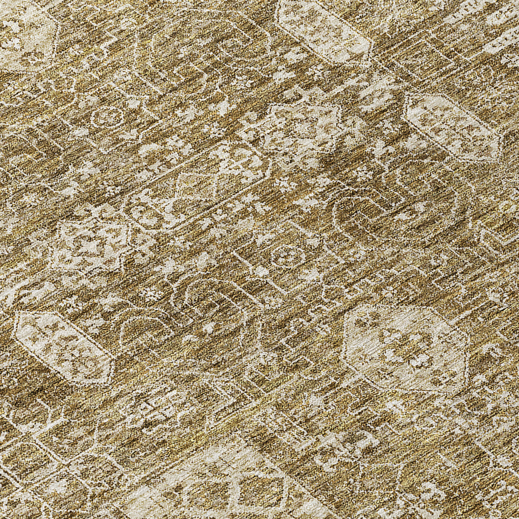 10' X 14' Brown Beige And Ivory Oriental Washable Indoor Outdoor Area Rug-5