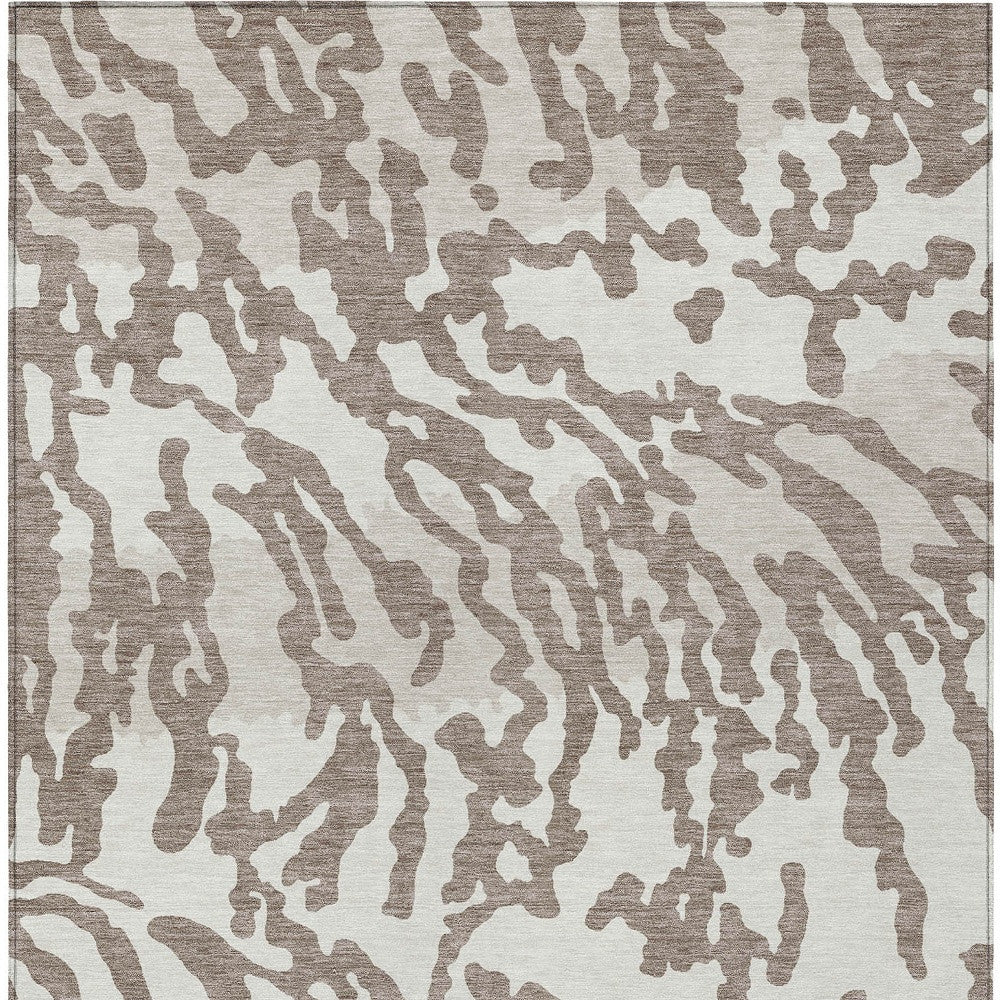 10' X 14' Taupe Brown And Ivory Animal Print Washable Indoor Outdoor Area Rug-5