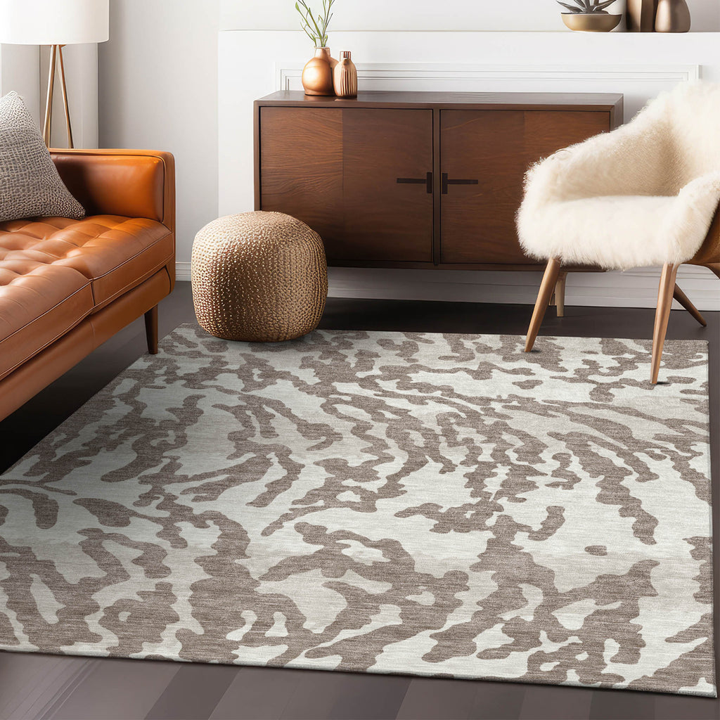 10' X 14' Taupe Brown And Ivory Animal Print Washable Indoor Outdoor Area Rug-8