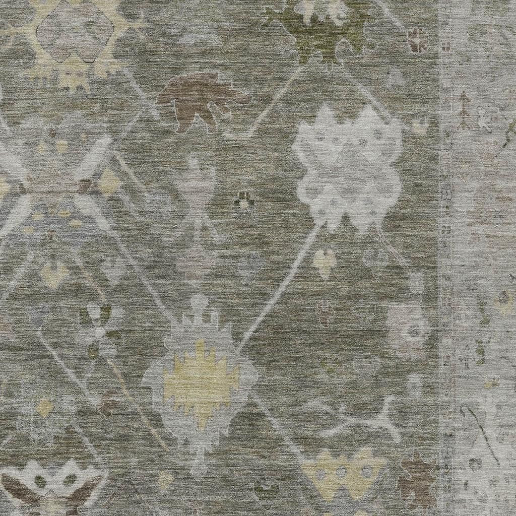 10' X 14' Pewter And Gold Tribal Washable Indoor Outdoor Area Rug-2