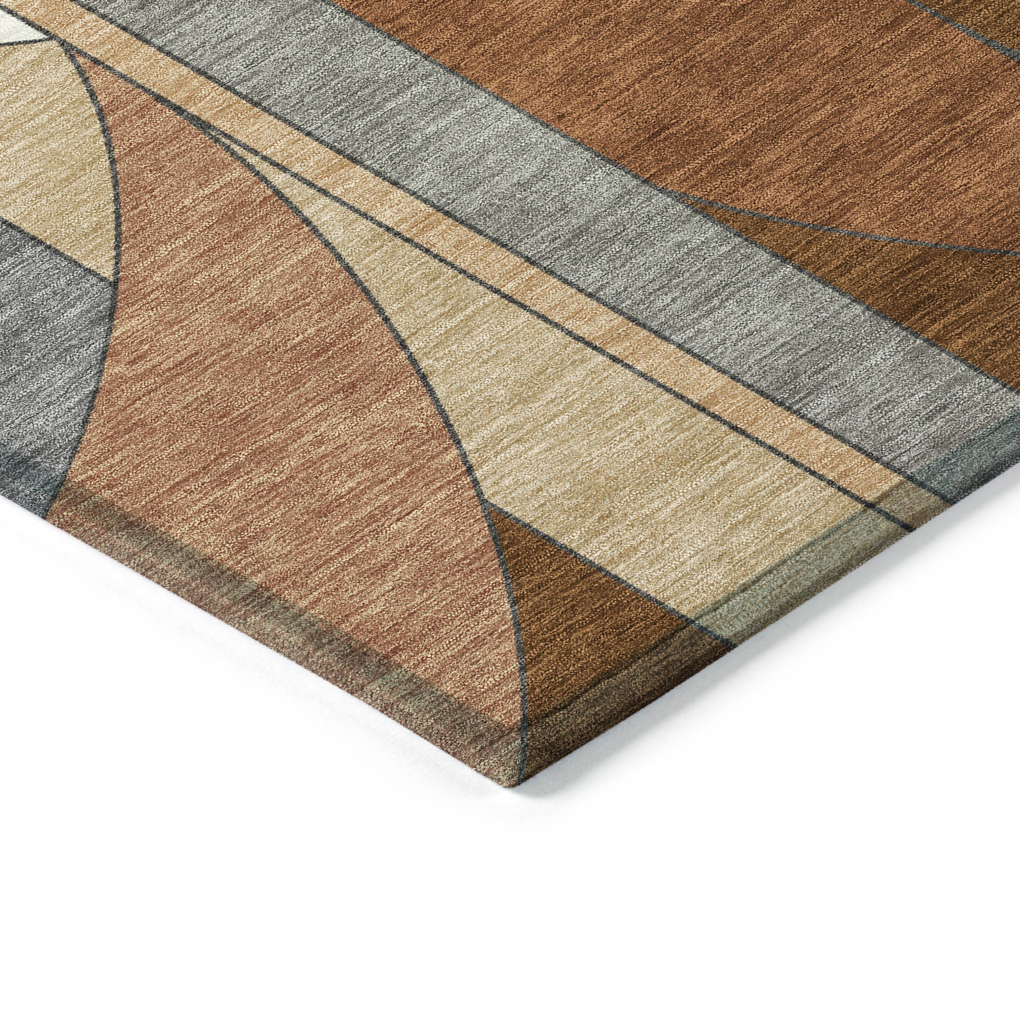 10' X 14' Copper And Ivory Geometric Washable Indoor Outdoor Area Rug-4