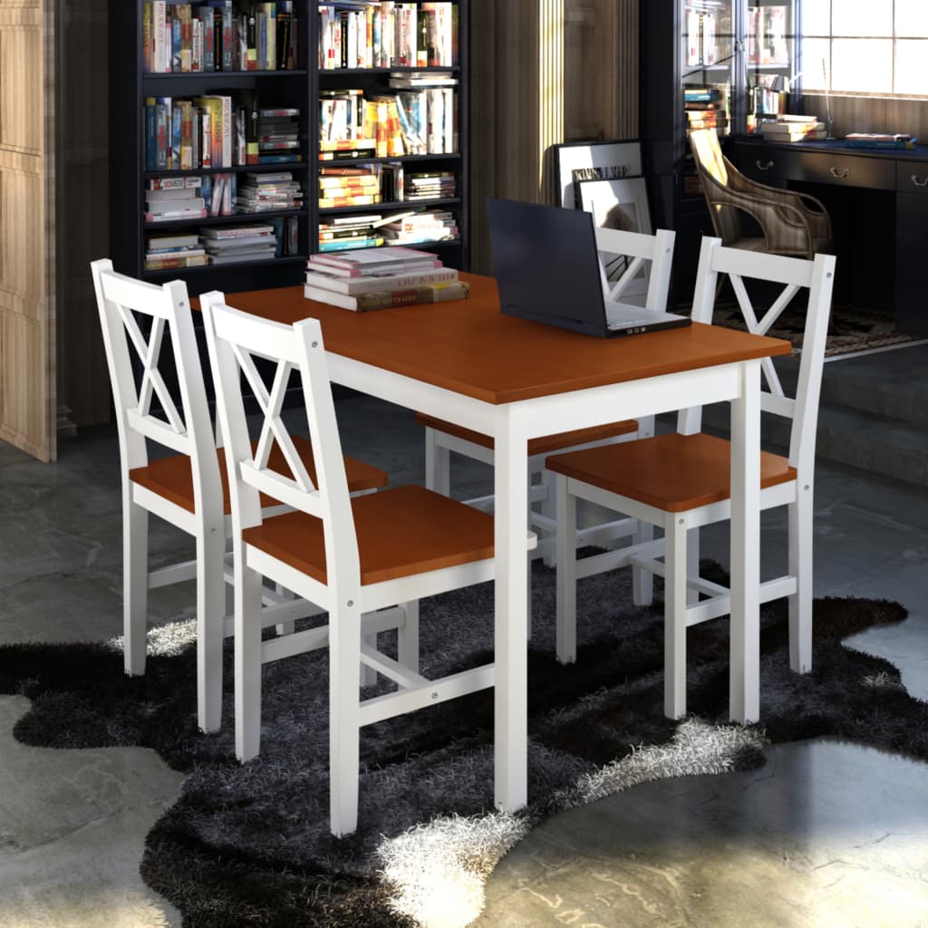 vidaXL Dining Table and Chair Kitchen Dining Set Dinner Table Chair 5 Piece-5