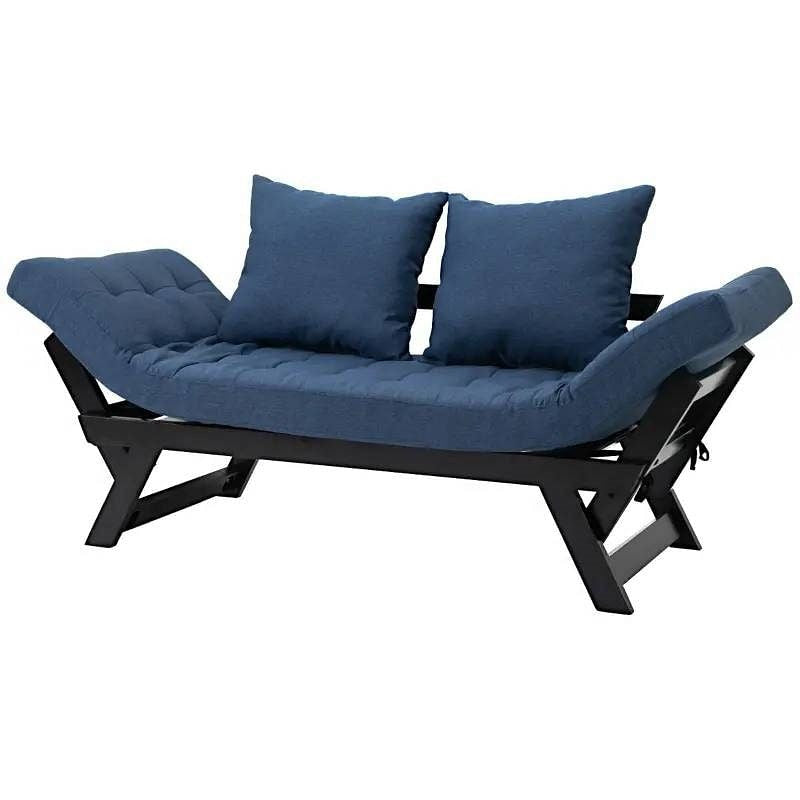 Navy/Black 3 In 1 Convertible Sofa Chaise Lounger Bed with 2 Large Pillows-2