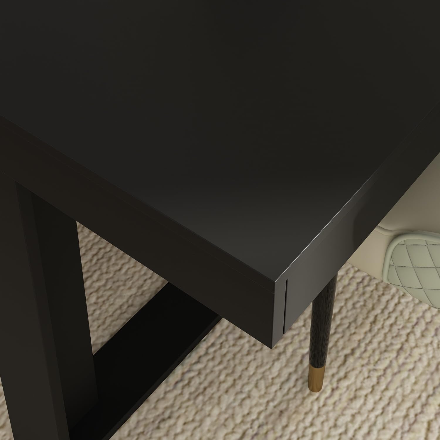 Dining Table for 8-10 People, 86.6-Inch Rectangular Wood Kitchen Table with Thicken Tabletop, Office Conference Room Table, Dining Room Living Room Table, Brown & Black-4